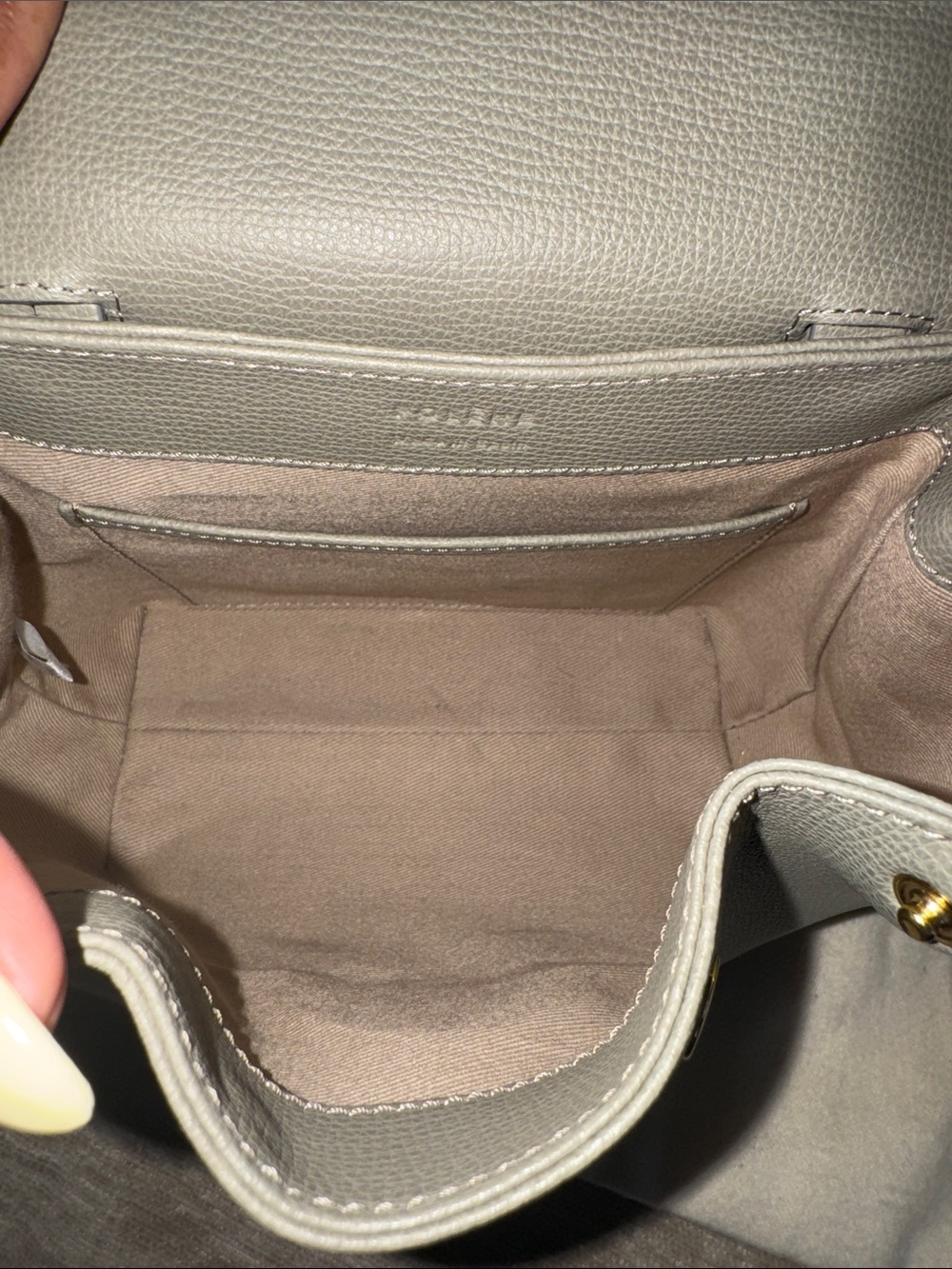 Polène Taupe Leather Olive Mini Satchel Nano with Top Handle - Picture 7 of 7